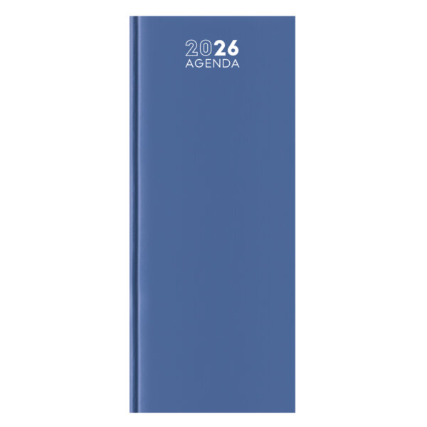 Agenda long professionnel, format A33, couleur bleue